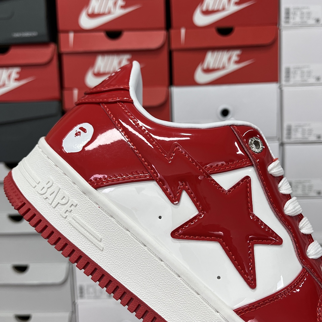 Bape A Bathing Ape Bape Sta Patent Leather (White Red) - Image 6