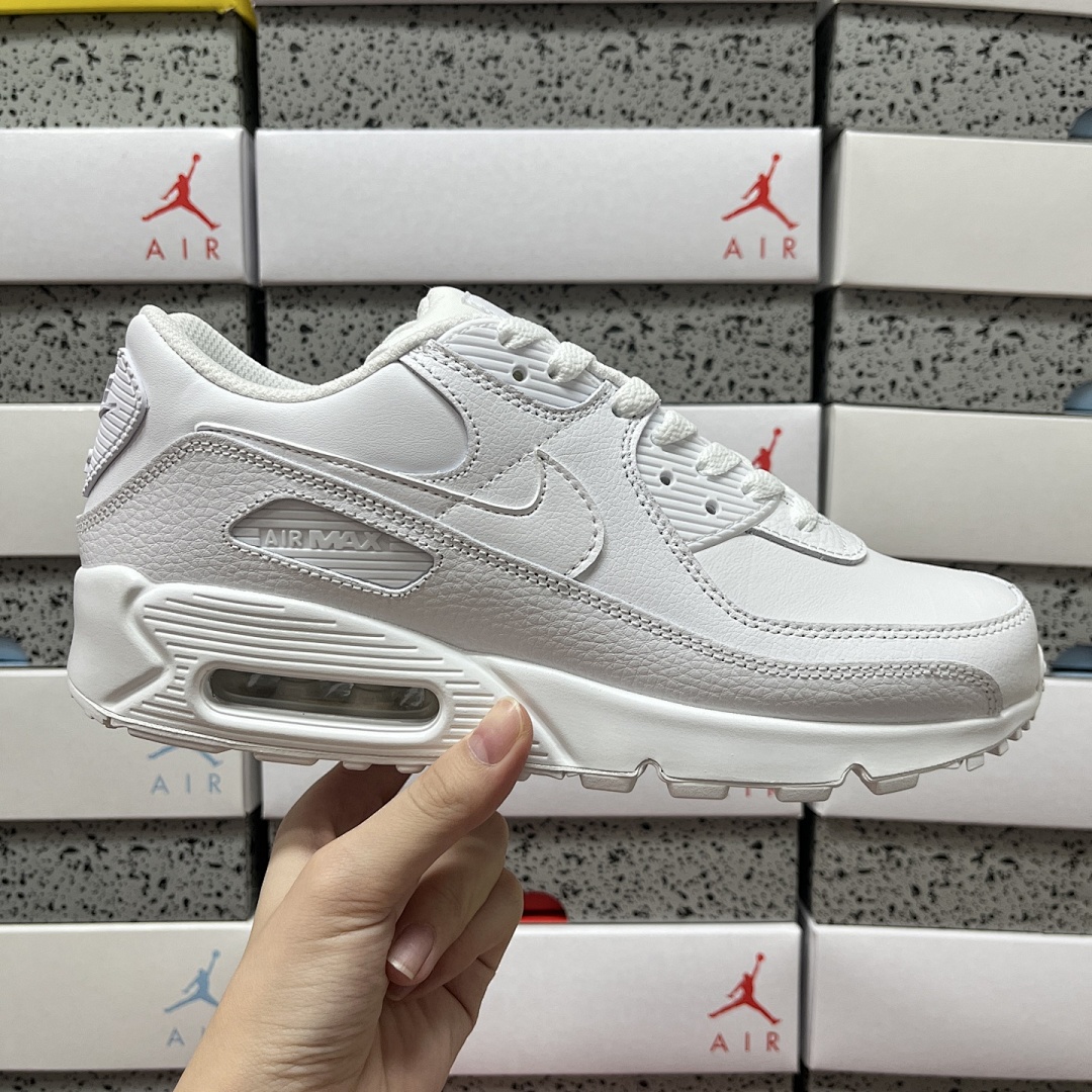 Nike Air Max 90 Leather Triple White CZ5594-100 - Image 13
