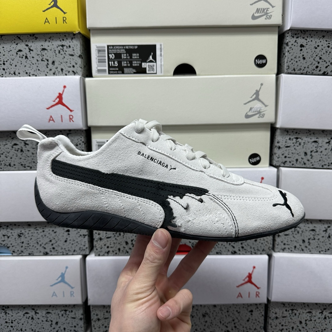 Balenciaga Speedcat Suede (Distressed White Black) - Image 10