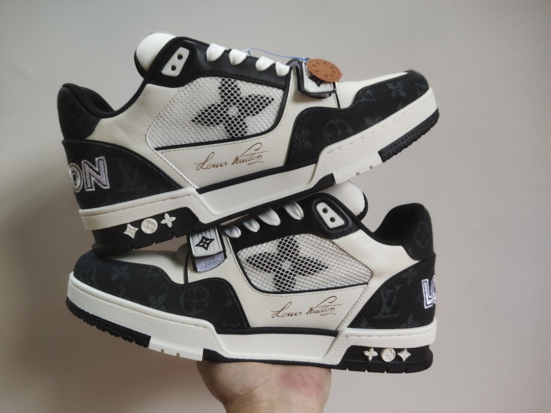 Louis Vuitton LV Trainer Velcro Strap Monogram Denim (Black White) - Image 6