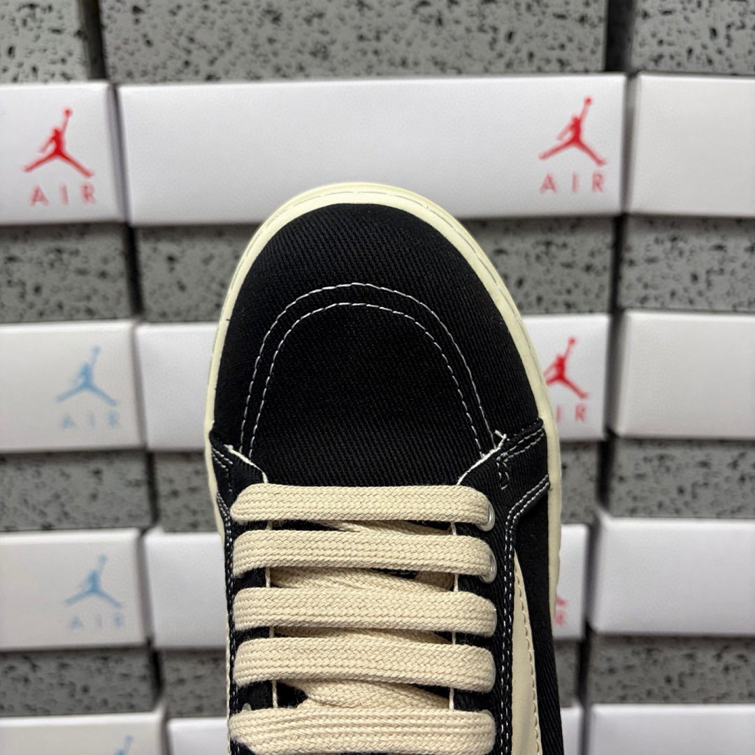 Rick Owens Vintage Sneaks Collab Black Canvas - Image 9