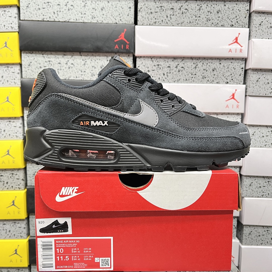 Nike Air Max 90 Black Metallic Cool (Grey Orange)
