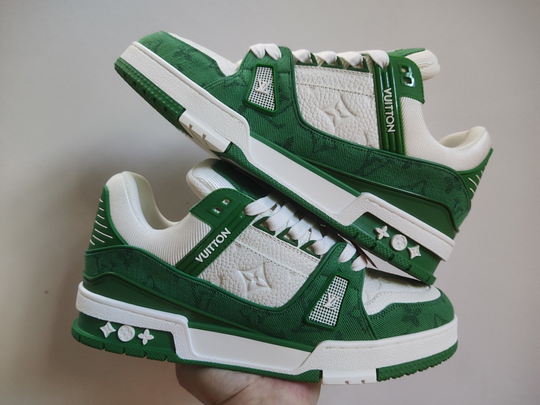 Louis Vuitton LV Trainer Green Monogram Denim (White)