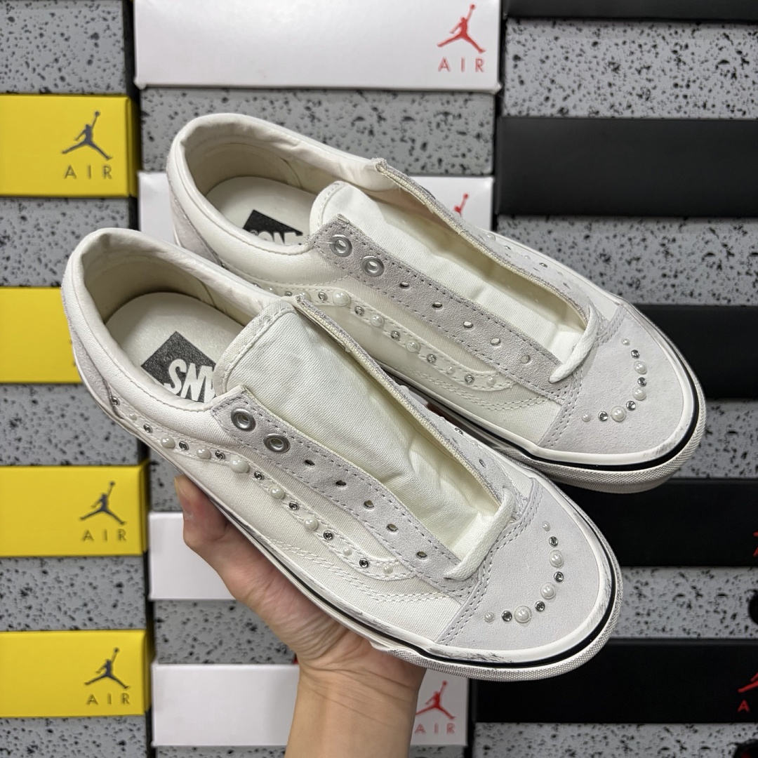 Vans OTW Old Skool 36 Pearlized Pack Marshmallow VN000E8VCCZ Cream White Bead Rhinestone - Image 9