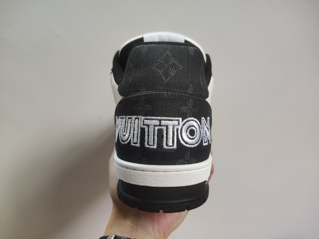 Louis Vuitton LV Trainer Velcro Strap Monogram Denim (Black White) - Image 3