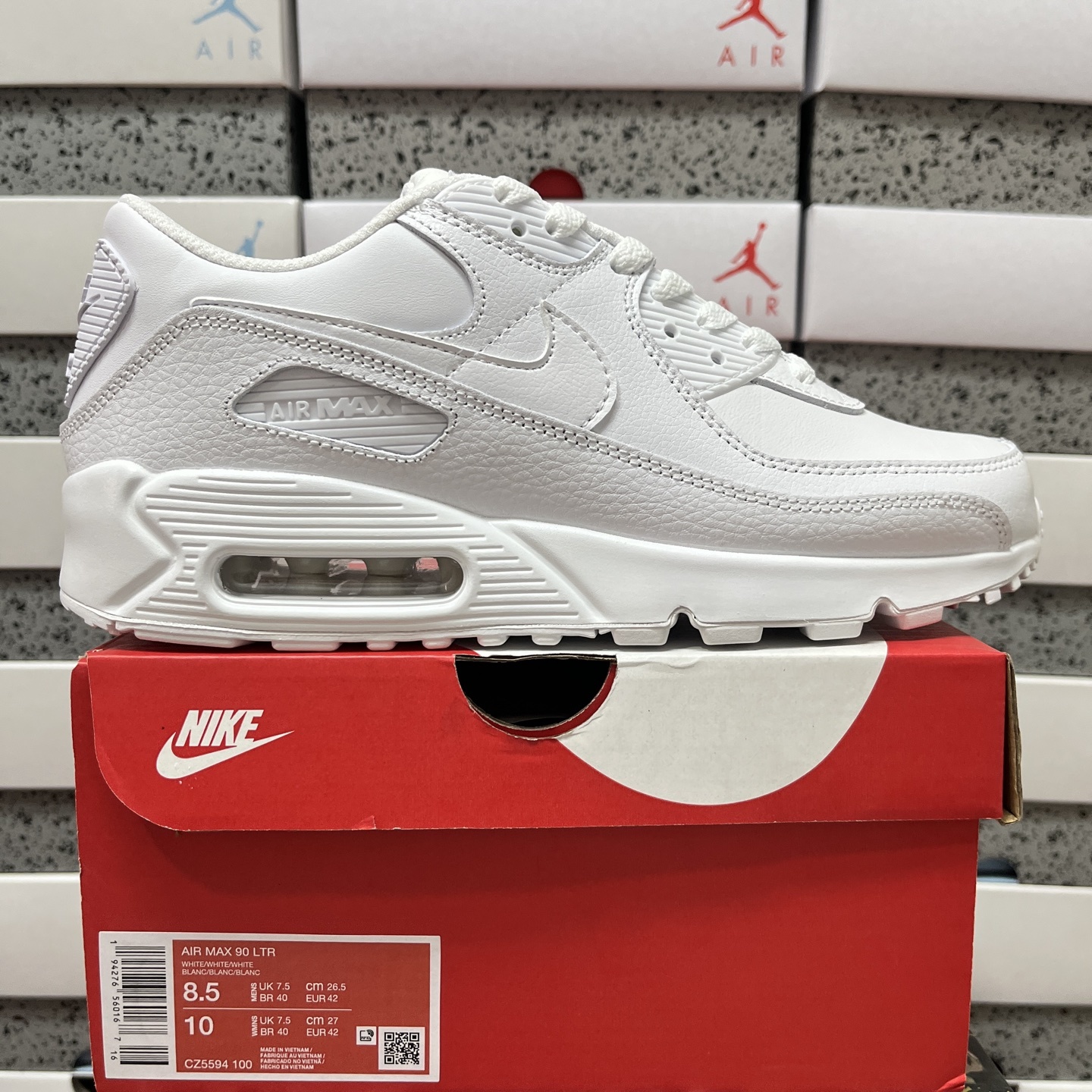 Nike Air Max 90 Leather Triple White CZ5594-100 - Image 21