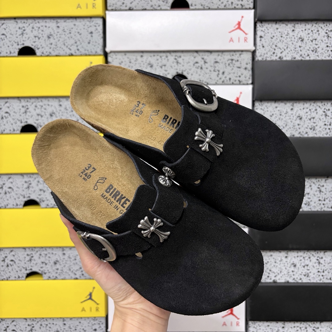 Birkenstock Birken Boston Soft Footbed Black Metallic Buckle - Image 12