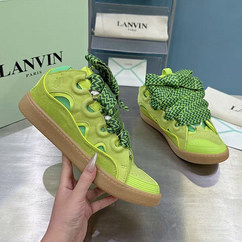 Lanvin FoShan Batch Lanvin Leather Curb Sneakers Three Generations