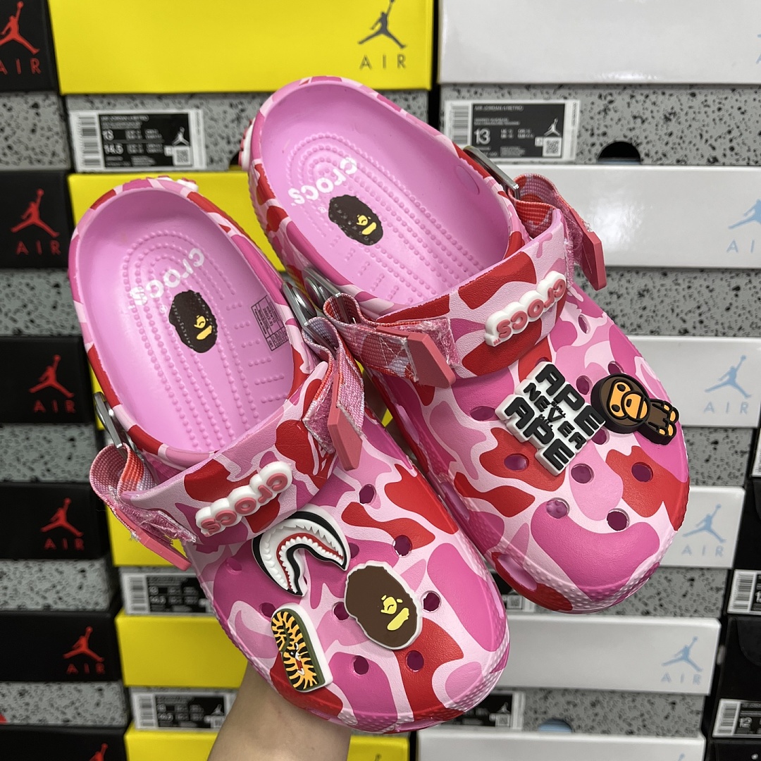 Crocs Classic Clog A Bathing Ape ABC Camo Pink Print - Image 8