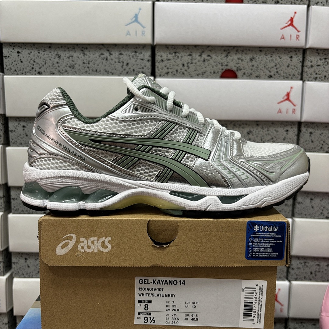 ASICS Gel-Kayano 14 White Pure Silver Slate Grey Sage