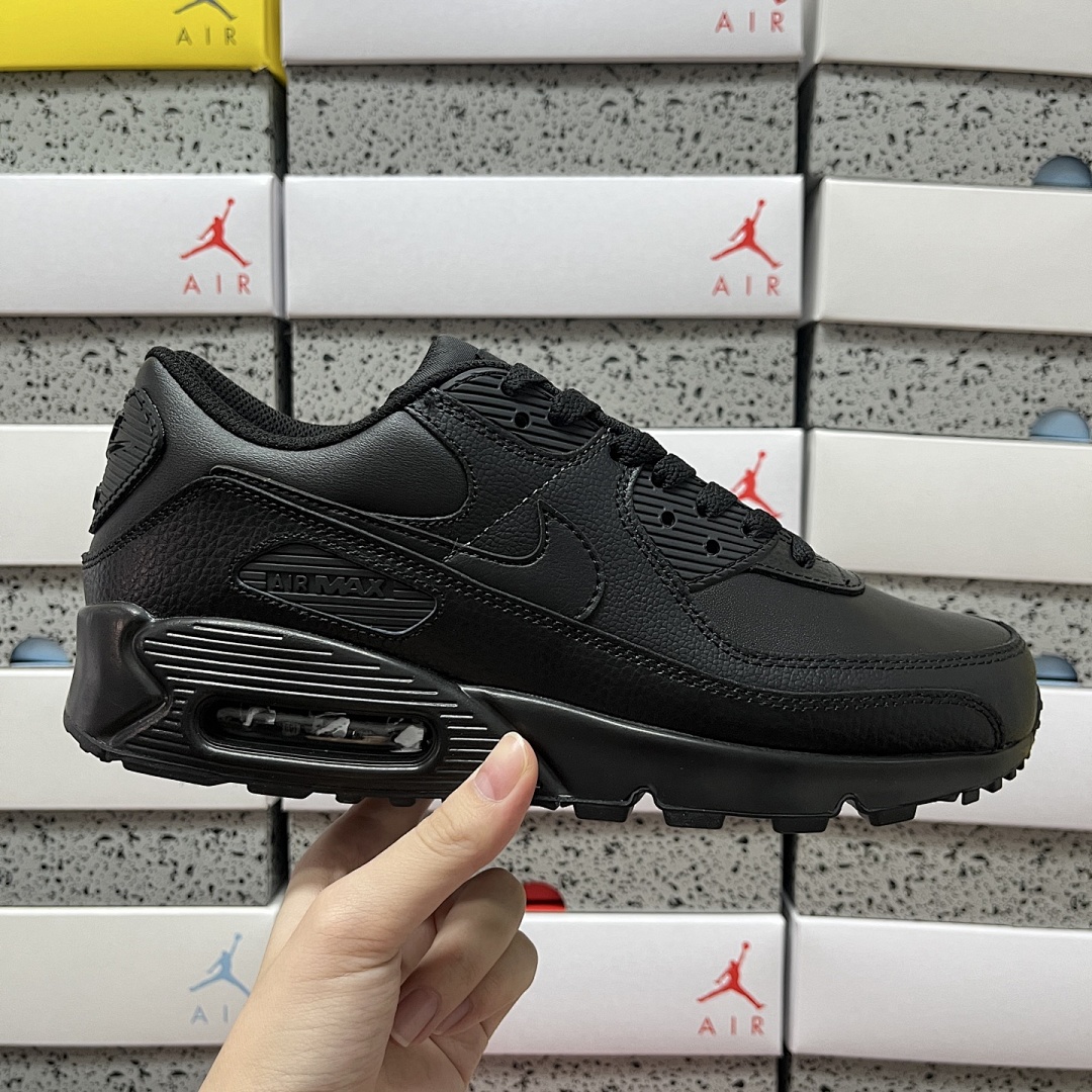 Nike Air Max 90 Leather Triple Black CZ5594-001 - Image 7