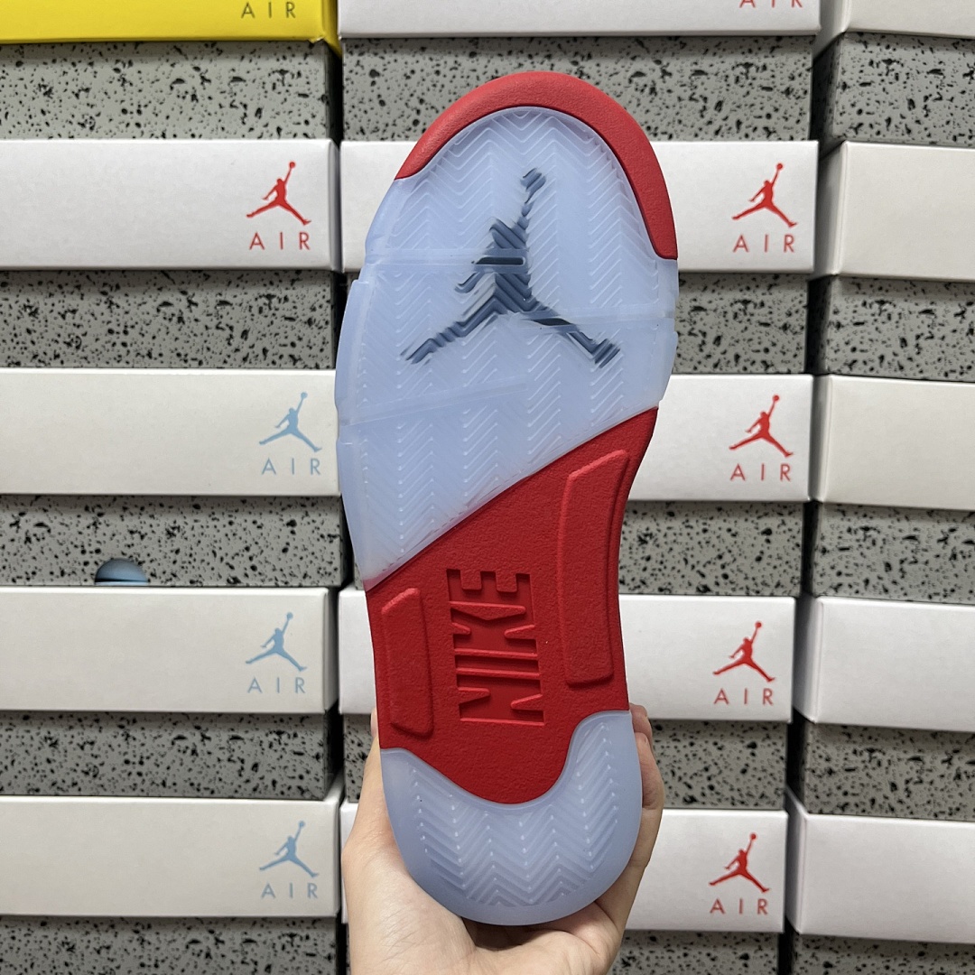 Nike Jordan 5 Retro Fire Red Black Tongue HQ7978-101 Flame - Image 2
