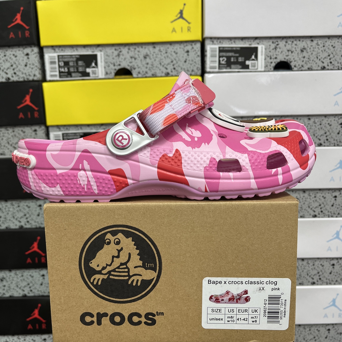 Crocs Classic Clog A Bathing Ape ABC Camo Pink Print - Image 11