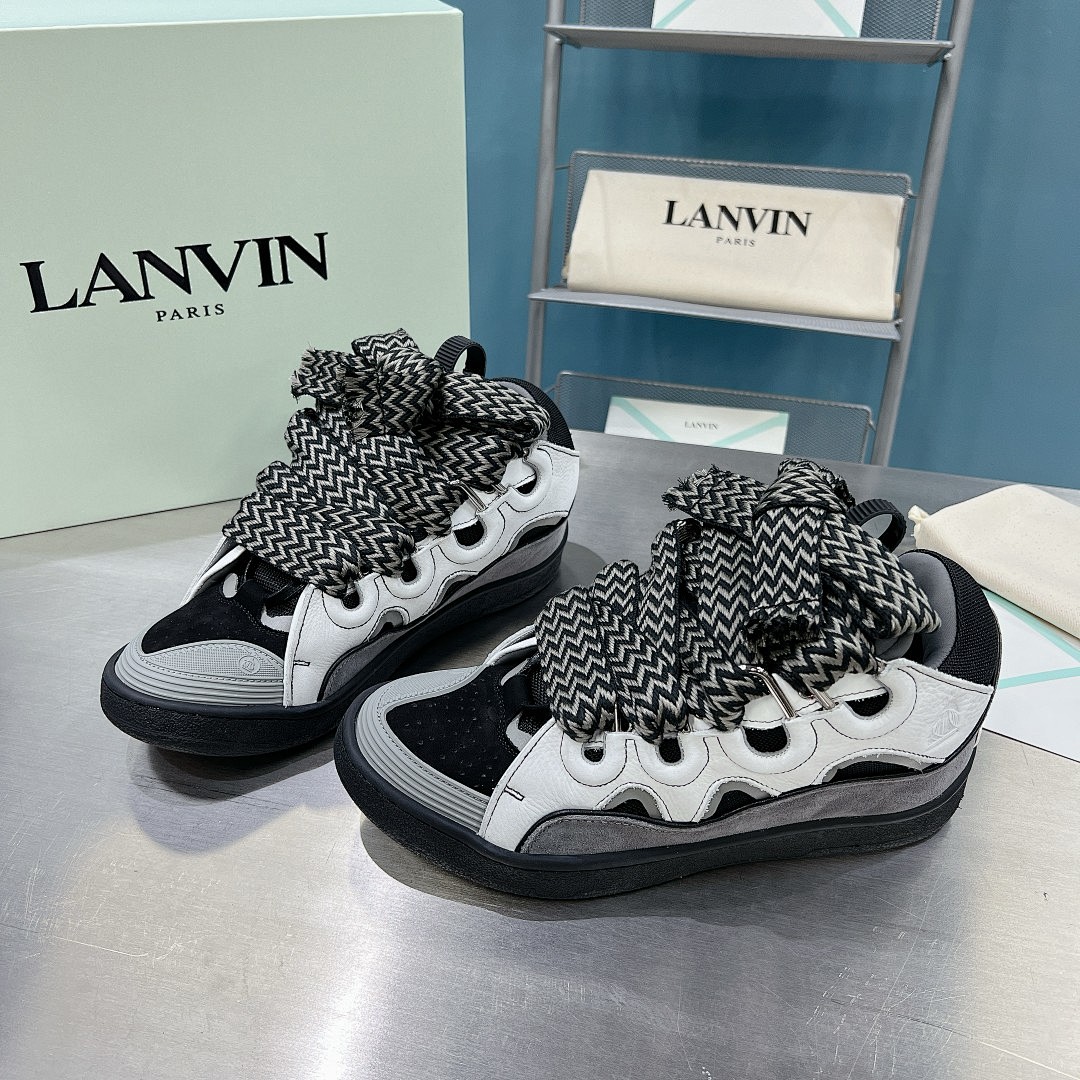 Lanvin FoShan Batch Lanvin Leather Curb Sneakers Three Generations