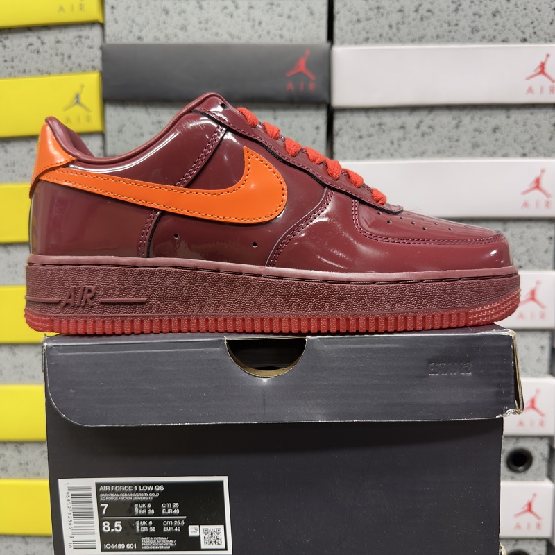 Nike Air Force 1 Low Patent Leather Dark Team Red Safety (Orange)
