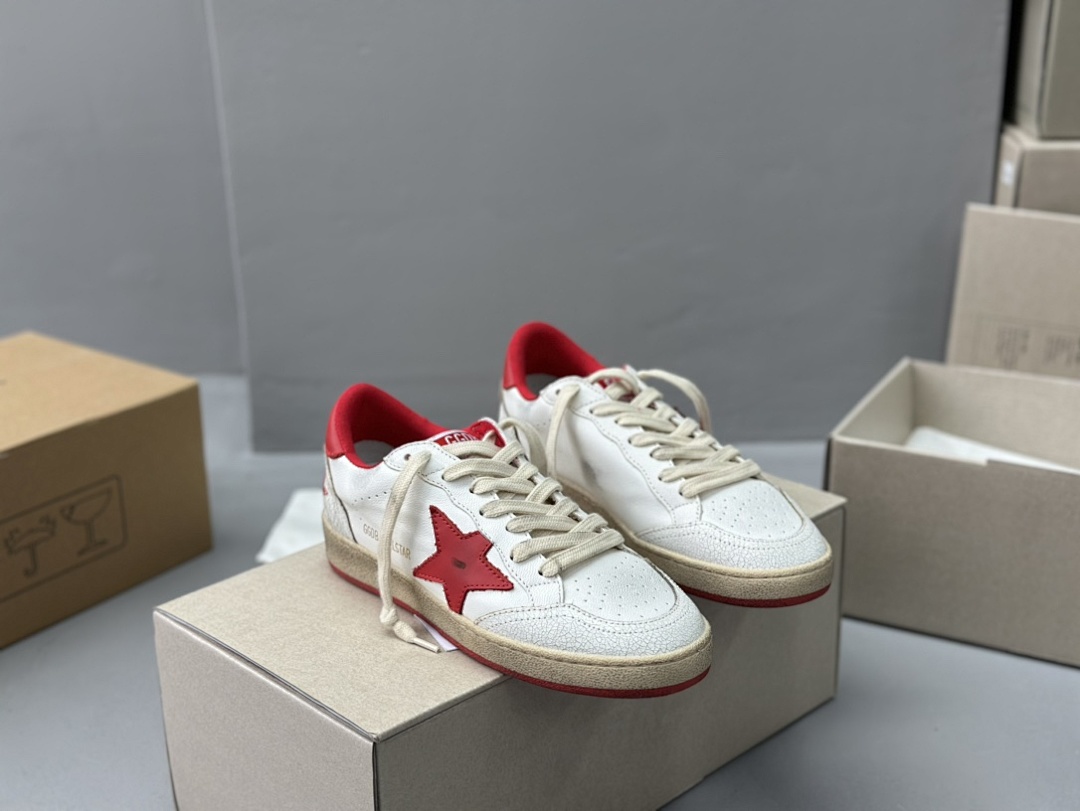 Golden Goose Deluxe Brand White Leather Red Star