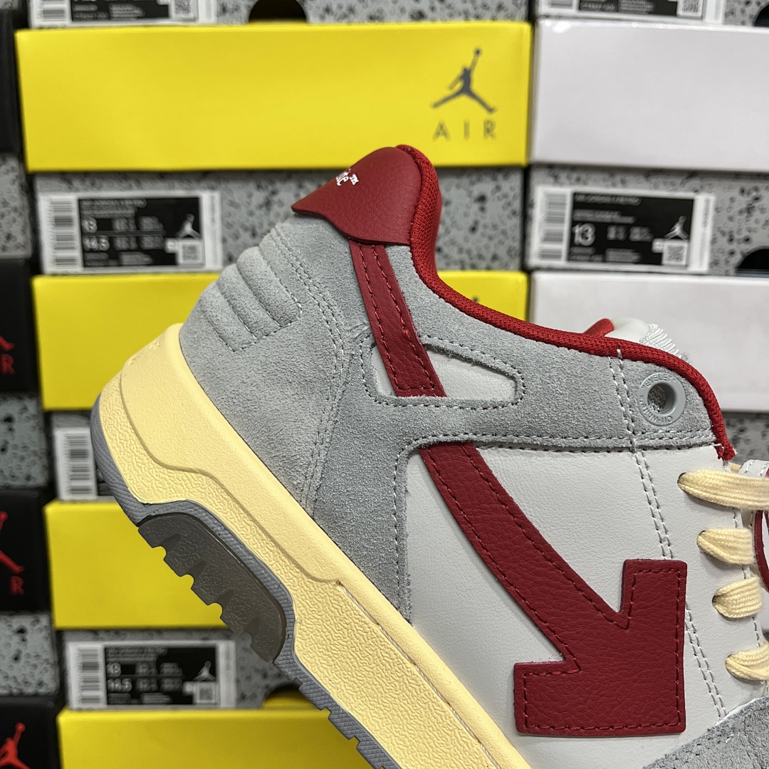 Off-White Out Of Office OOO Low Tops (Light Grey Red) - Image 9