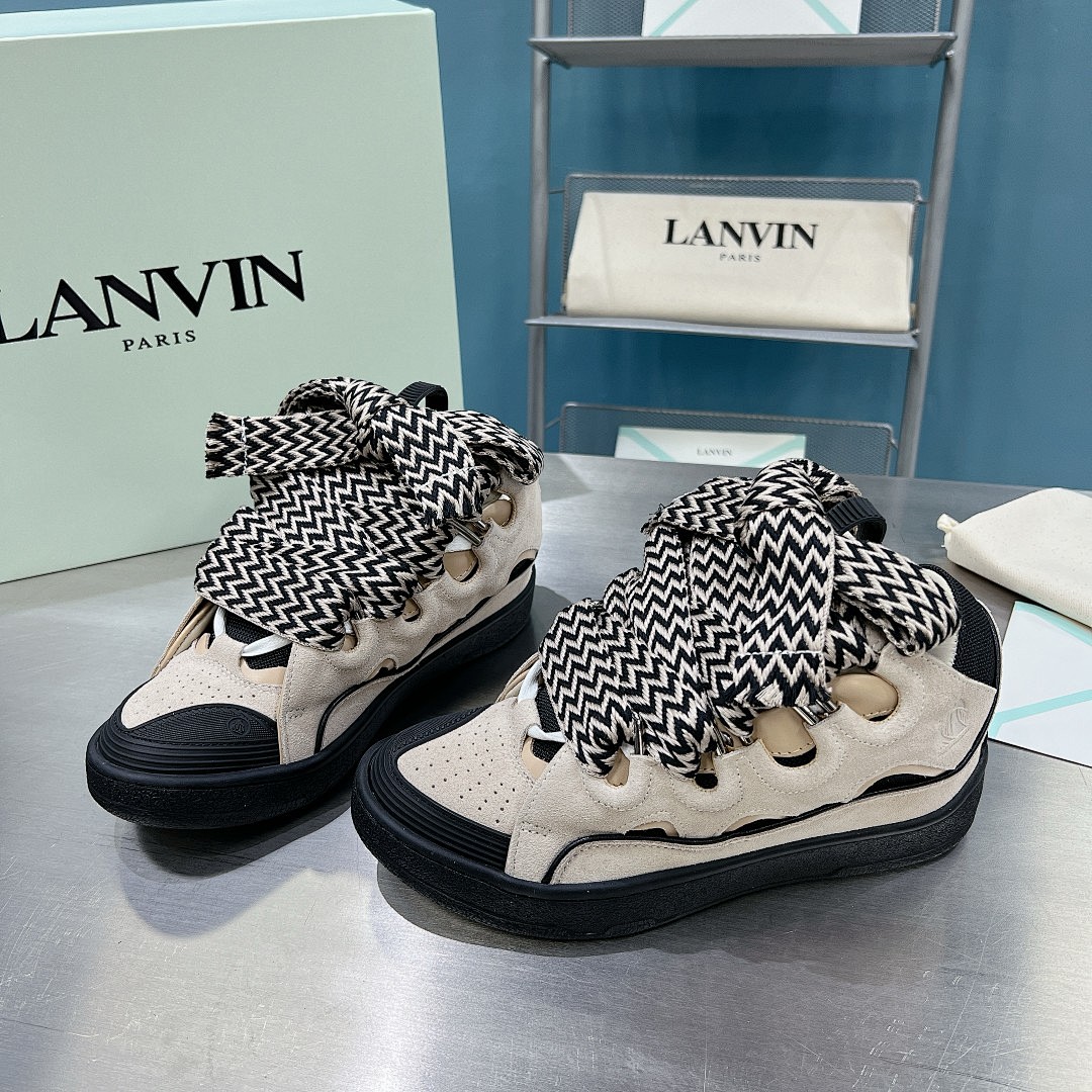 Lanvin FoShan Batch Lanvin Leather Curb Sneakers Three Generations