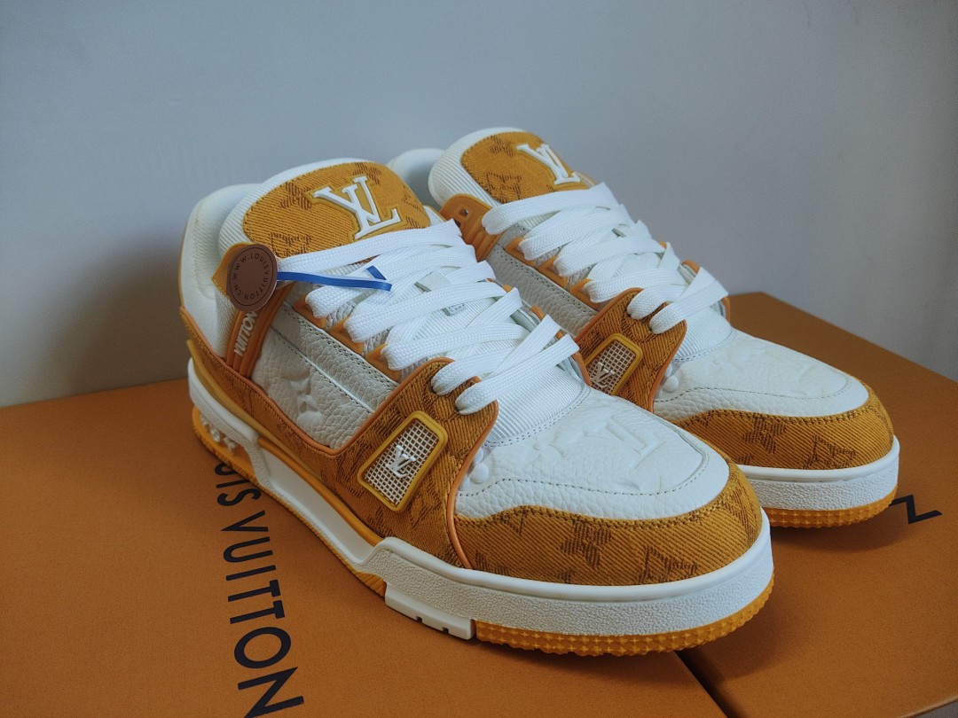 Louis Vuitton LV Trainer Yellow Monogram Denim (White) - Image 4
