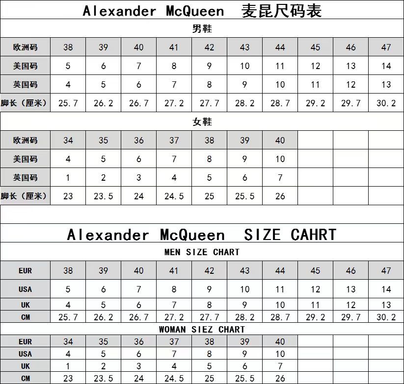 Alexander McQueen Size Table - Image 2