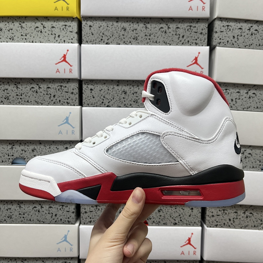 Nike Jordan 5 Retro Fire Red Black Tongue HQ7978-101 Flame - Image 3