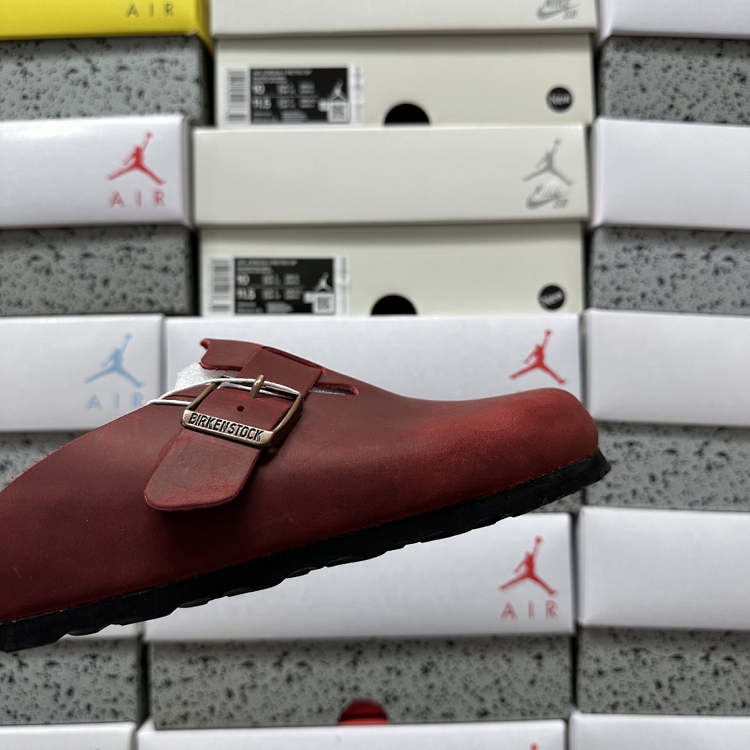 Birkenstock Birken Boston Soft Footbed Wine Red Leather - Image 4