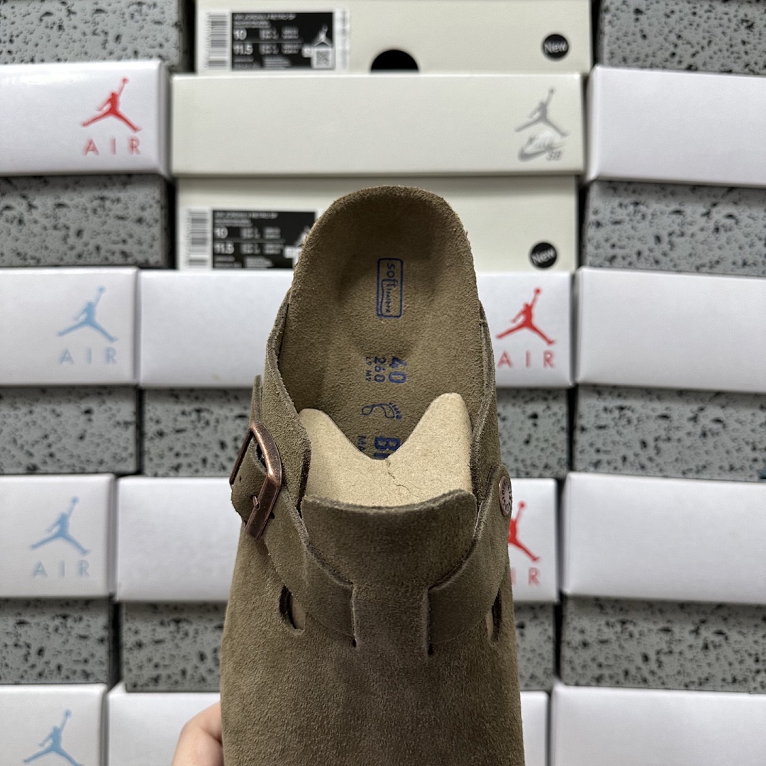 Birkenstock Birken Boston Soft Footbed Grey Green Suede (Thick Leather) - Image 3