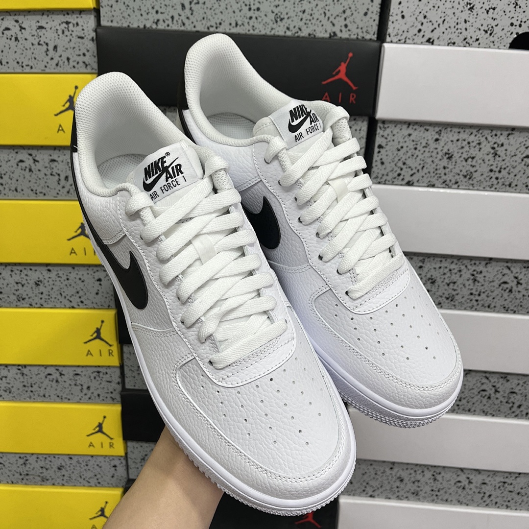 Nike Air Force 1 Low '07 White Black Pebbled Leathe - Image 6
