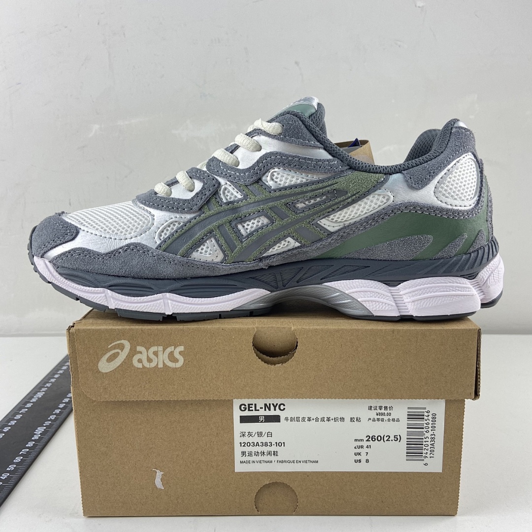 ASICS Gel-NYC Cream Steel Grey NYC (White Green) - Image 2