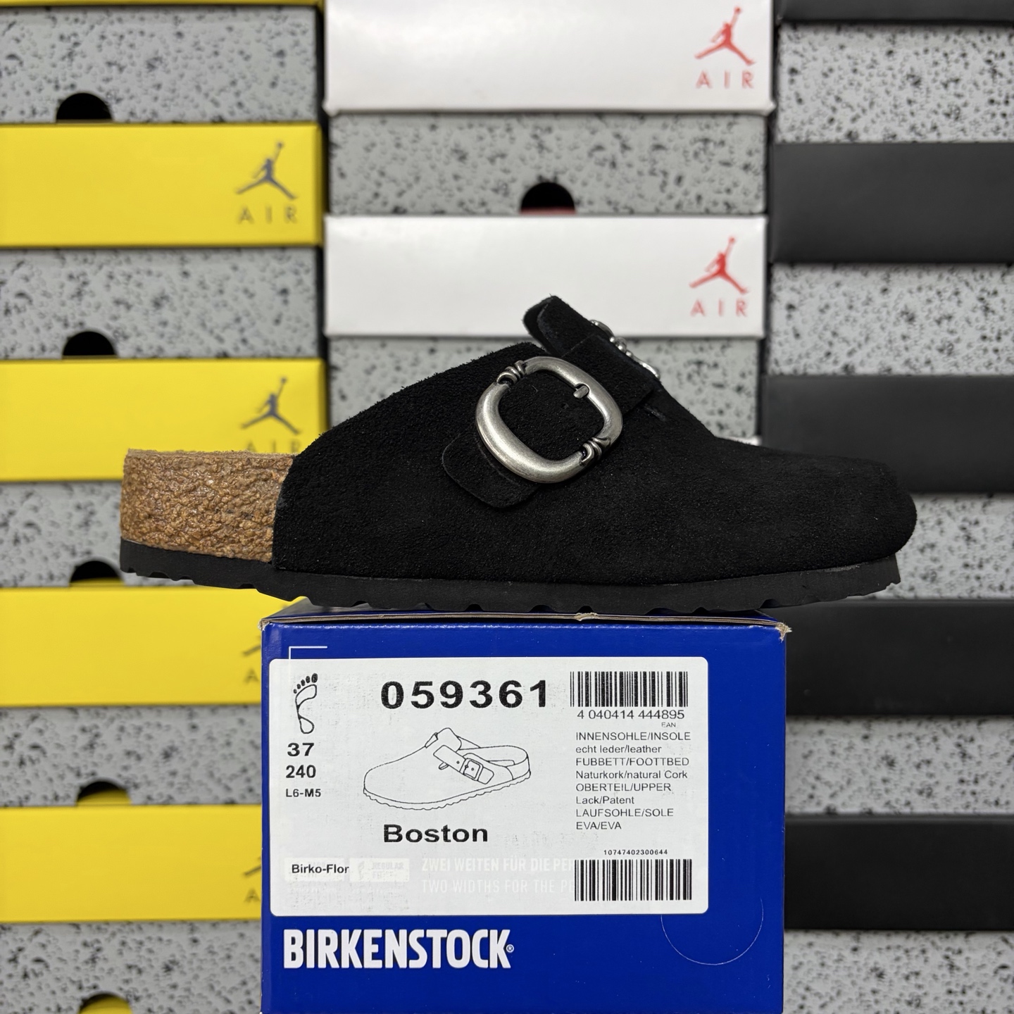Birkenstock Birken Boston Soft Footbed Black Metallic Buckle - Image 13