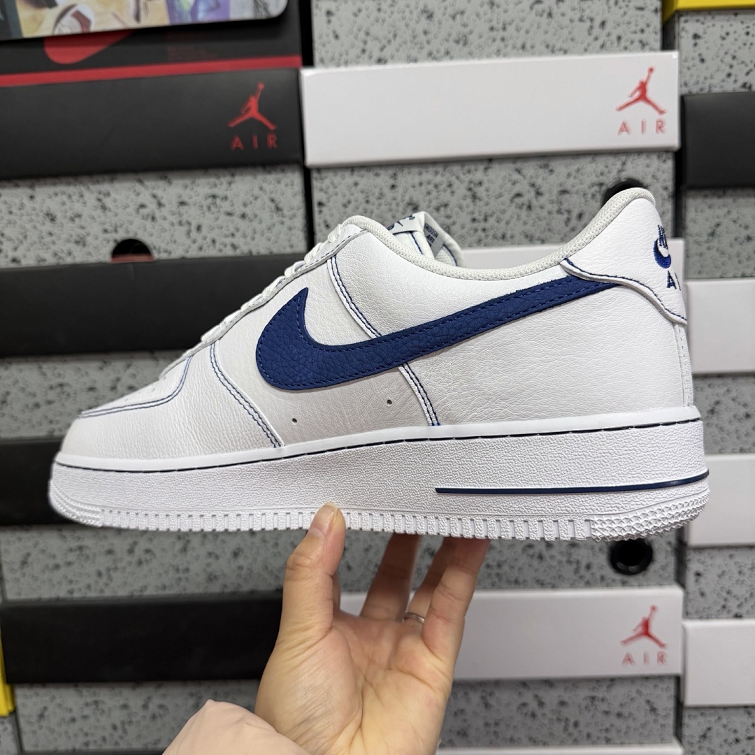 Nike Air Force 1 Low '07 LV8 (White Deep Royal Blue) - Image 2