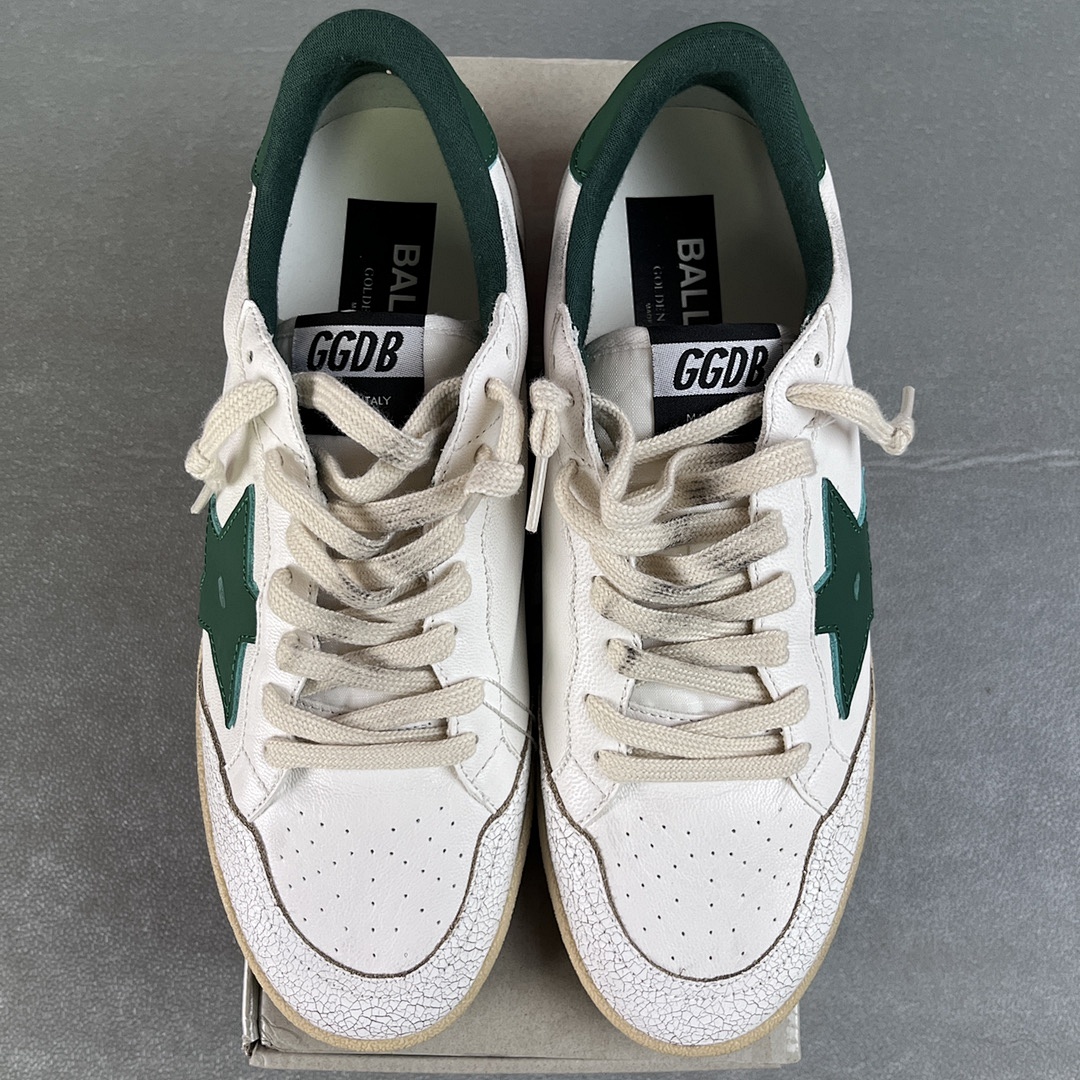 Golden Goose Deluxe Brand White Leather Green Star - Image 4