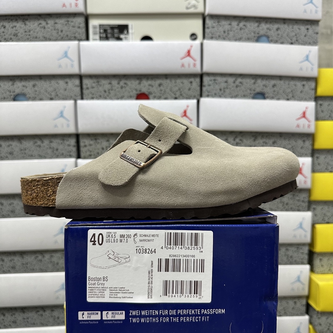Birkenstock Birken Boston Soft Footbed Mountain Grey Suede (Thick Leather)
