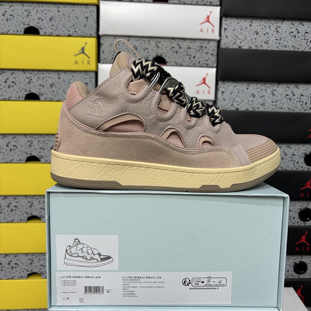 Lanvin Leather Curb Nude Pink Gum Sole DRAG‑A20