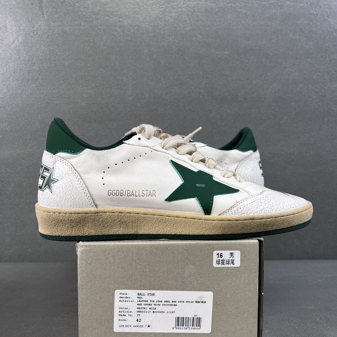 Golden Goose Deluxe Brand White Leather Green Star - Image 10