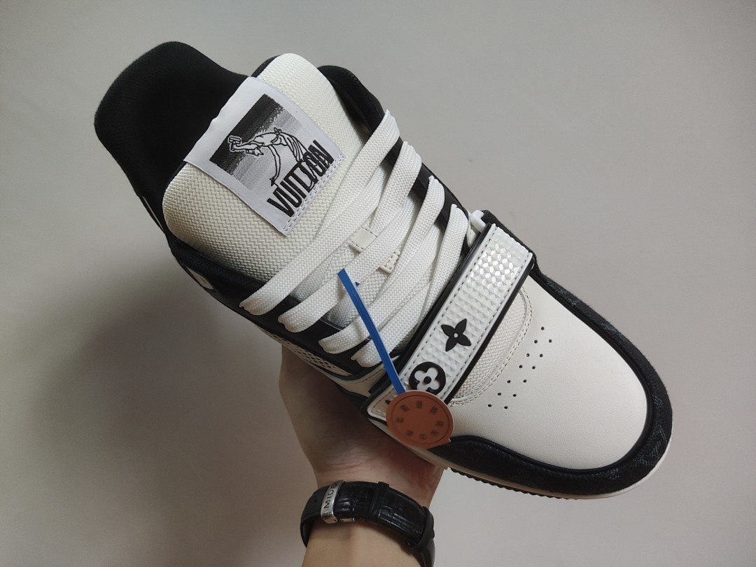 Louis Vuitton LV Trainer Velcro Strap Monogram Denim (Black White) - Image 5