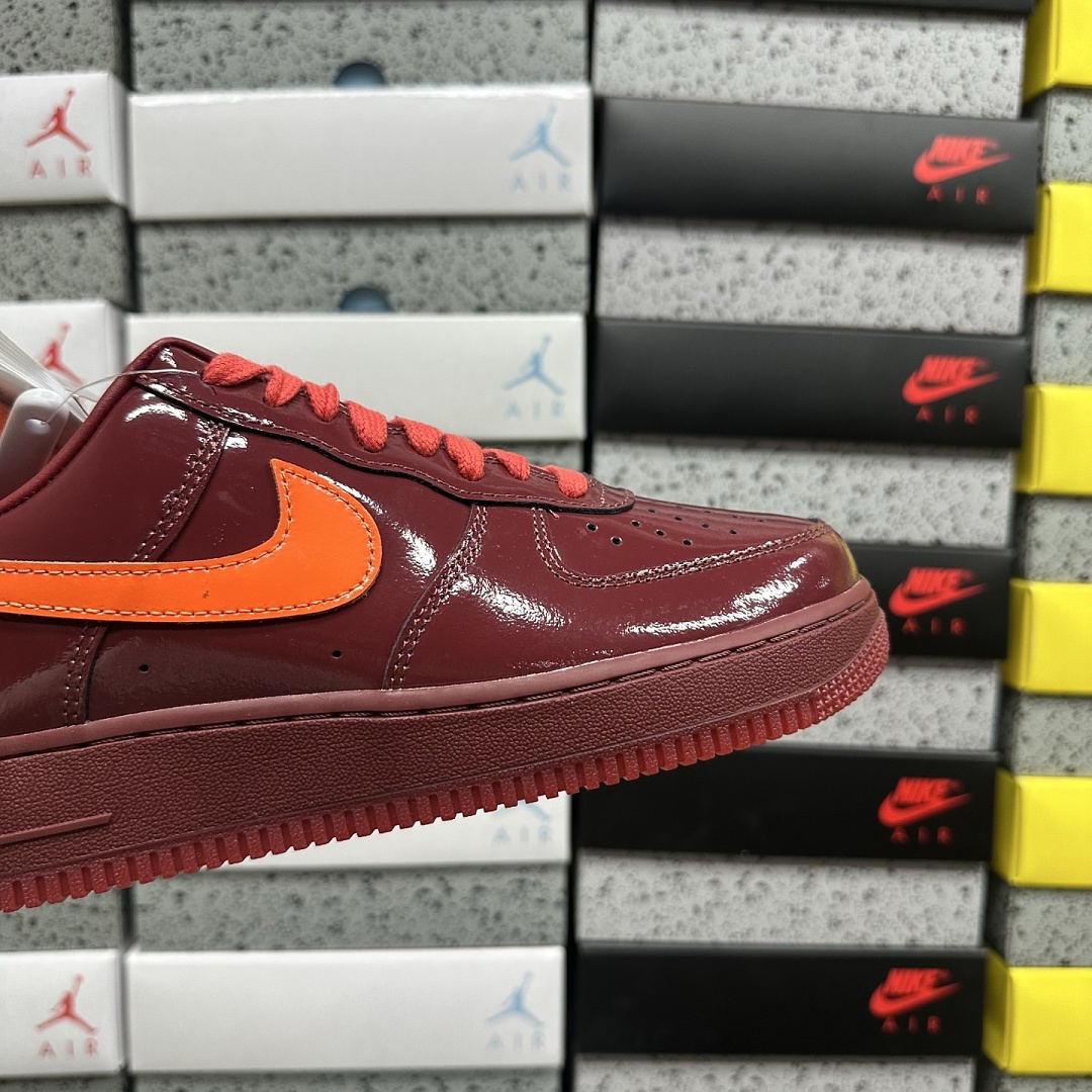 Nike Air Force 1 Low Patent Leather Dark Team Red Safety (Orange) - Image 7