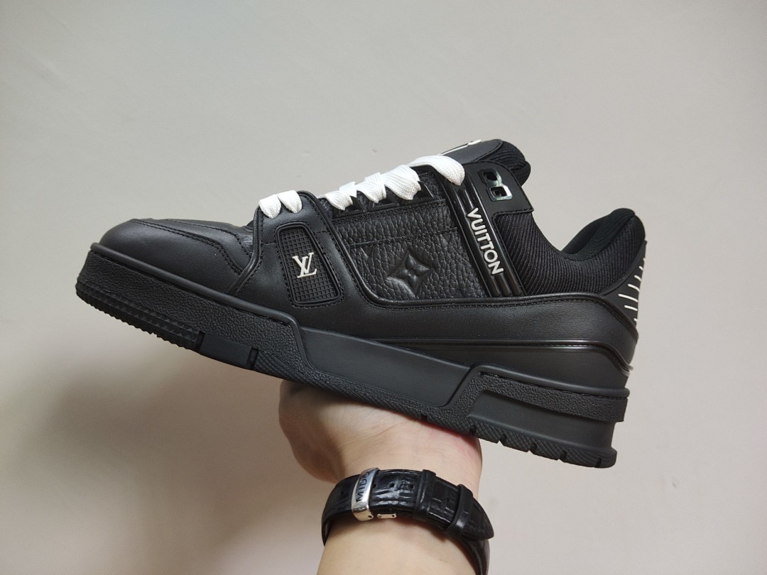 Louis Vuitton LV Trainer Blacck Embossed Monogram - Image 5