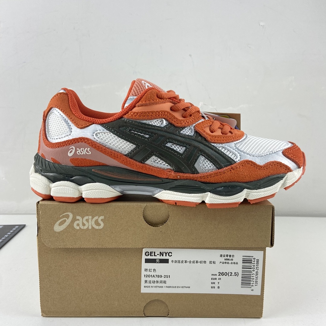 ASICS Gel-NYC Oatmeal Forest Green Orange NYC Brick (Red) - Image 5