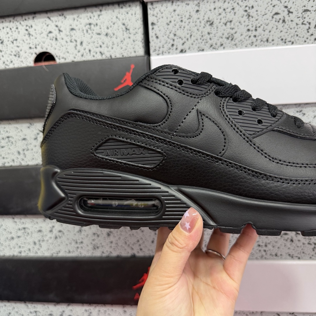 Nike Air Max 90 Leather Triple Black CZ5594-001 - Image 2