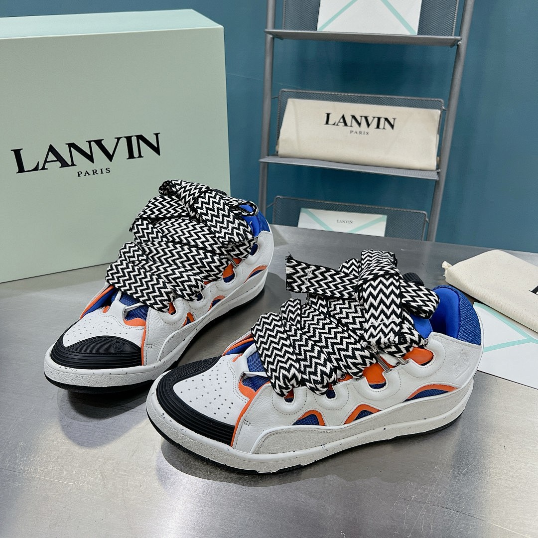 Lanvin FoShan Batch Lanvin Leather Curb Sneakers Three Generations