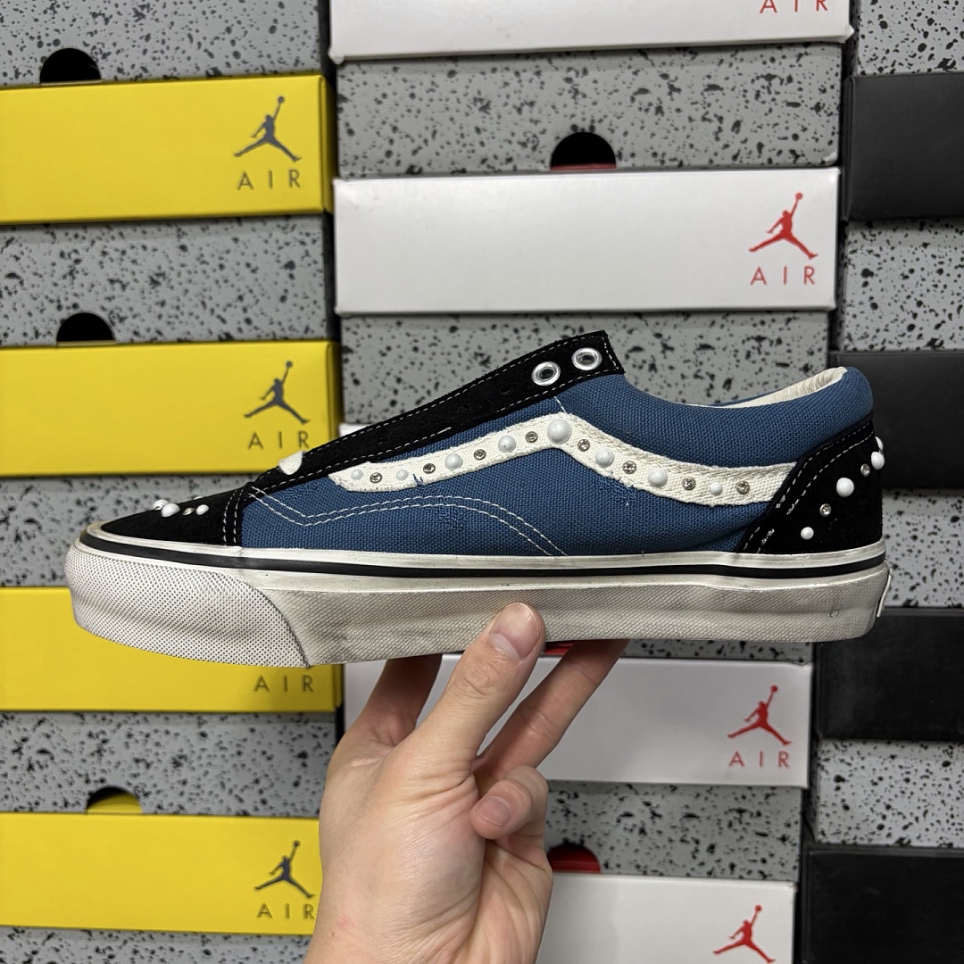 Vans LX Old Skool 36 Pearlized Pack Black Navy VN000E8VYA6 Bead Stud - Image 10
