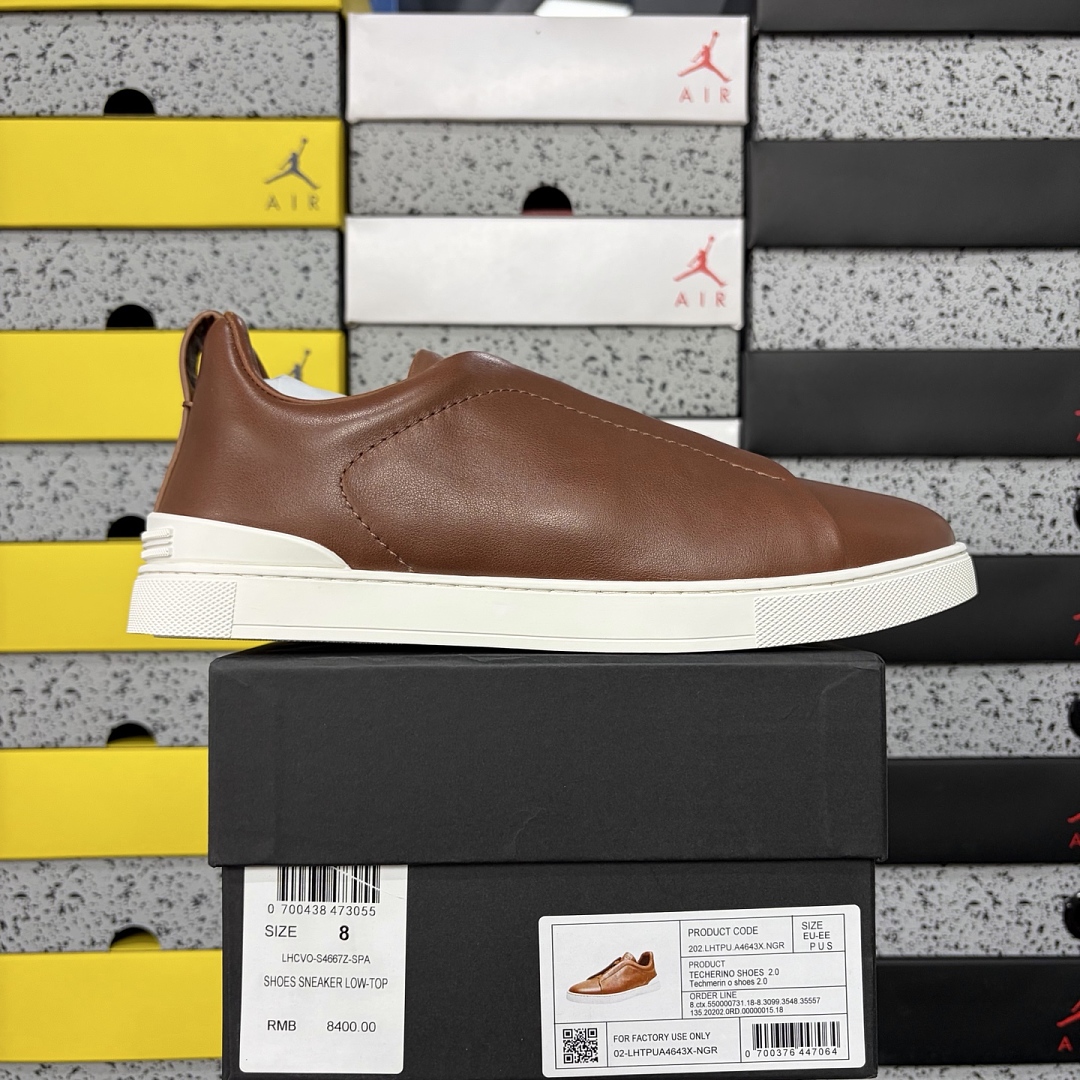 Zegna Deerskin Triple Stitch (White Brown)