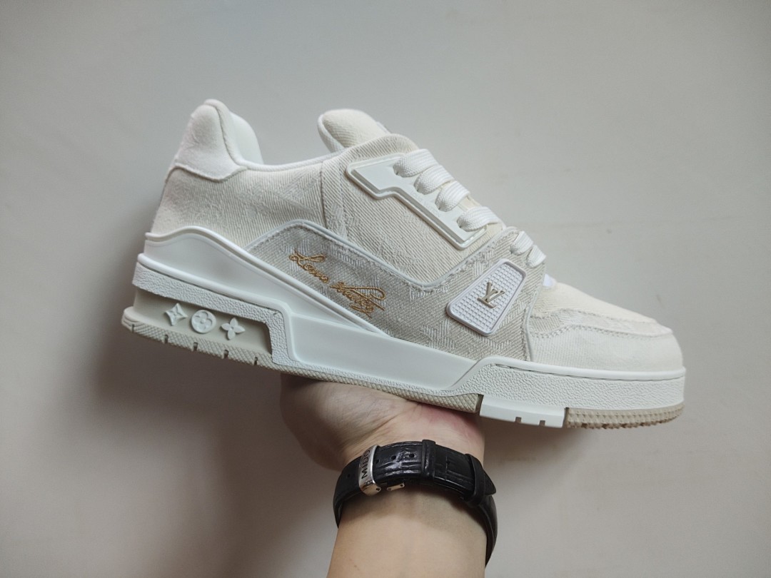 Louis Vuitton LV Trainer Beige Monogram Demin - Image 7