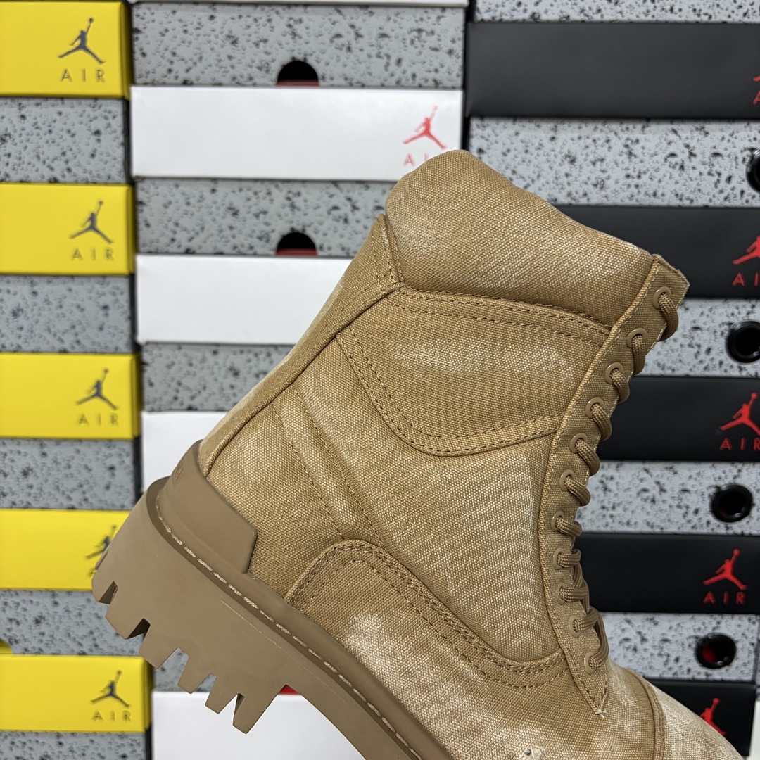 Balenciaga Combat Strike Boot Brown Cotton Canvas - Image 3