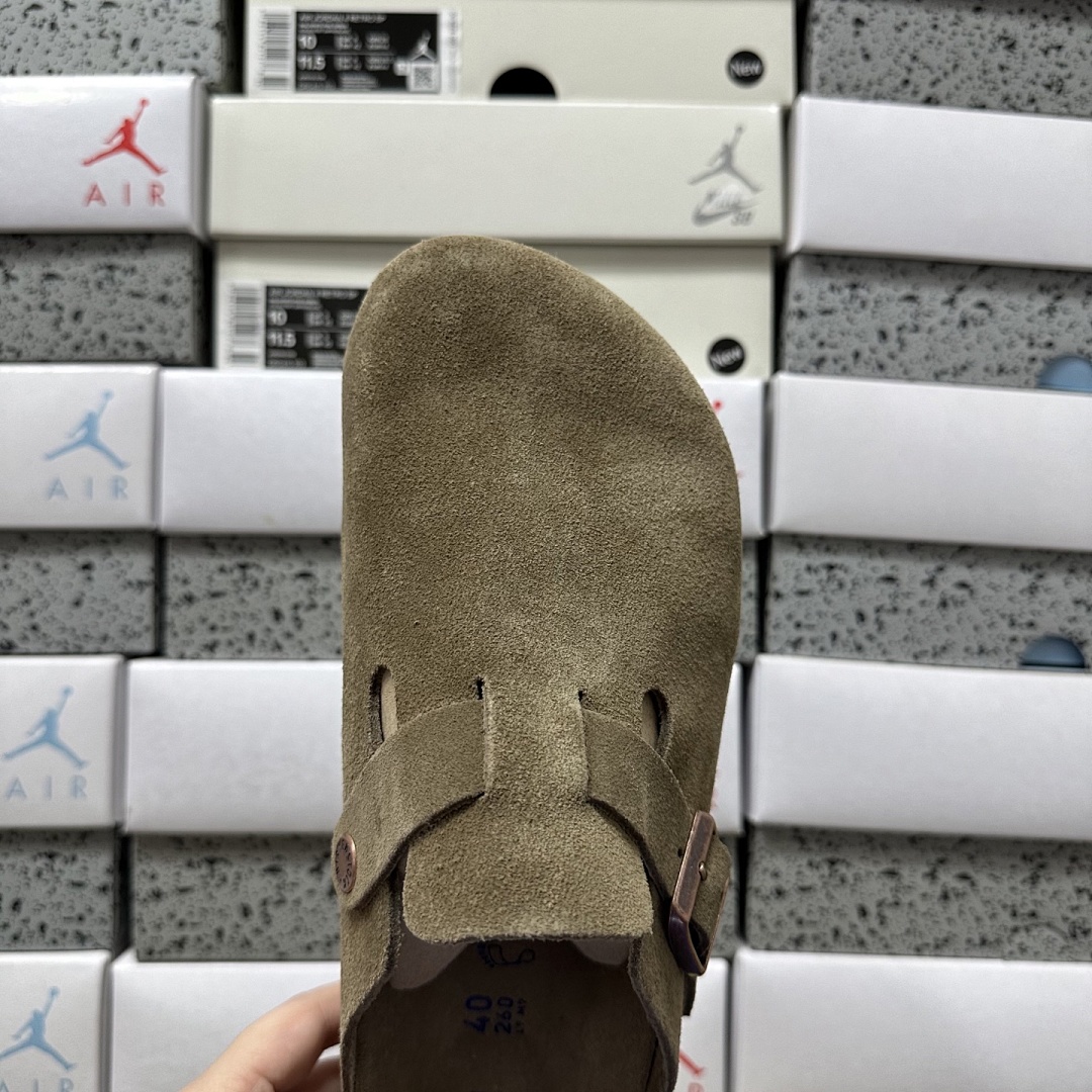 Birkenstock Birken Boston Soft Footbed Grey Green Suede (Thick Leather) - Image 9