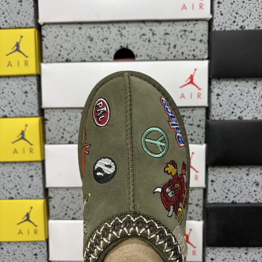 UGG Tasman Thin Sole Ethnic Khaki Embroidered Green -2553 - Image 2
