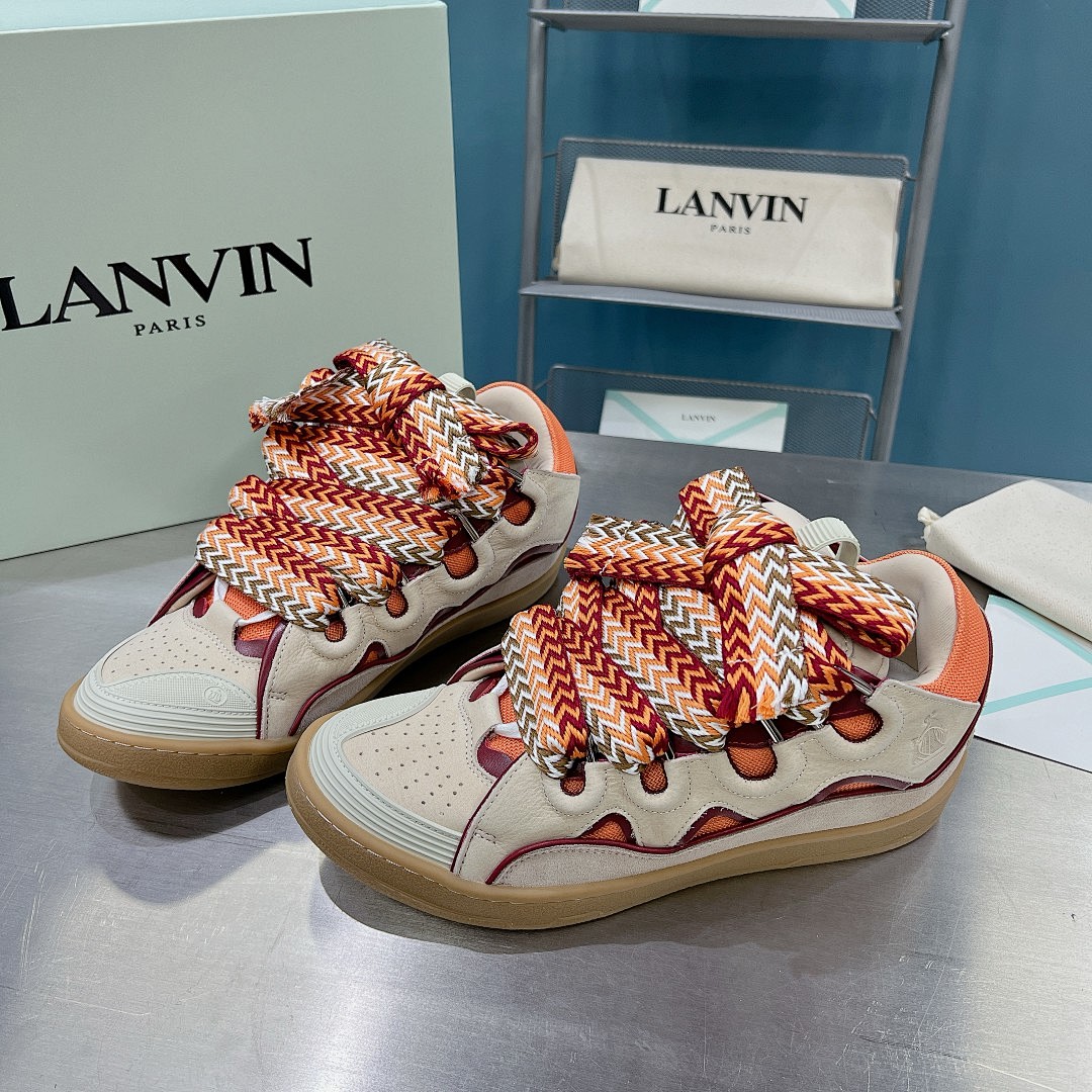 Lanvin FoShan Batch Lanvin Leather Curb Sneakers Three Generations