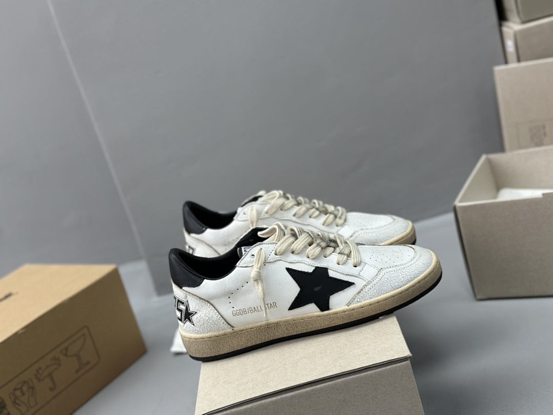 Golden Goose Deluxe Brand White Leather Black Star - Image 6