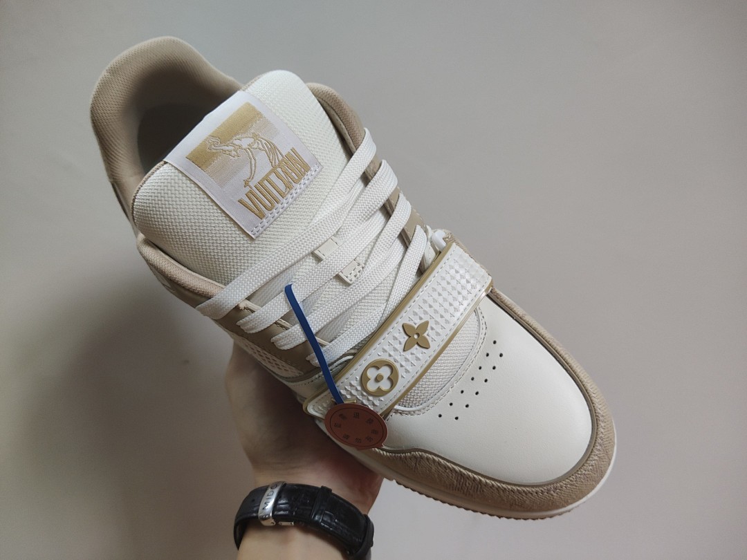 Louis Vuitton LV Trainer Beige White Apricot Velcro Strap - Image 7